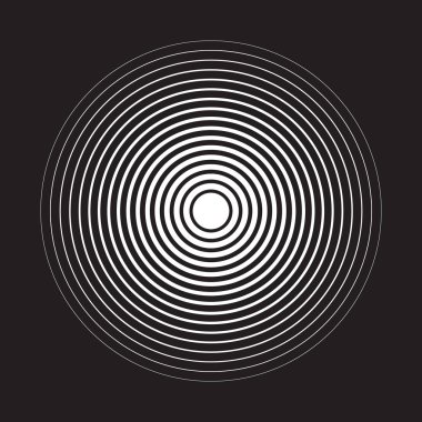Eşmerkezli daire öğeleri arka planlar. Soyut daire desen. Siyah-beyaz grafik. EPS