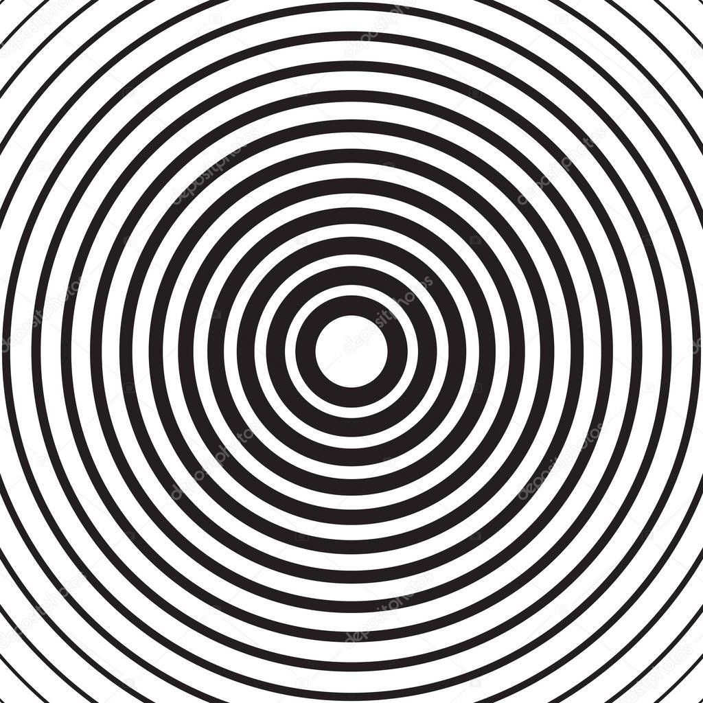 Black and white abstract concentric circles texture, background pattern. EPS