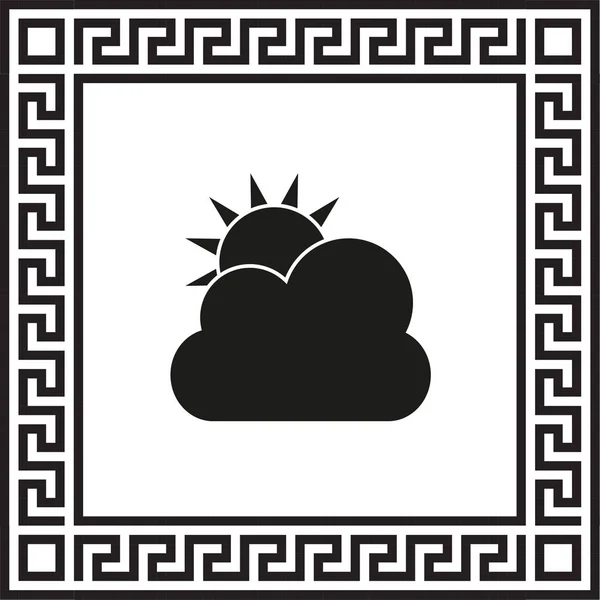 Сонце Хмари Значок Вектор Погода Обрамлений Грецькому Eps Орнамент — стоковий вектор