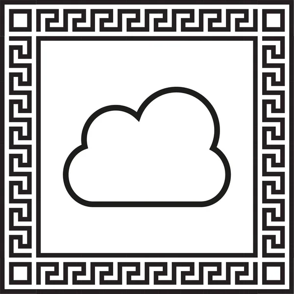 Vektor Ikone Wolkenwetter Eingerahmt Mit Griechischem Eps Ornament — Stockvektor