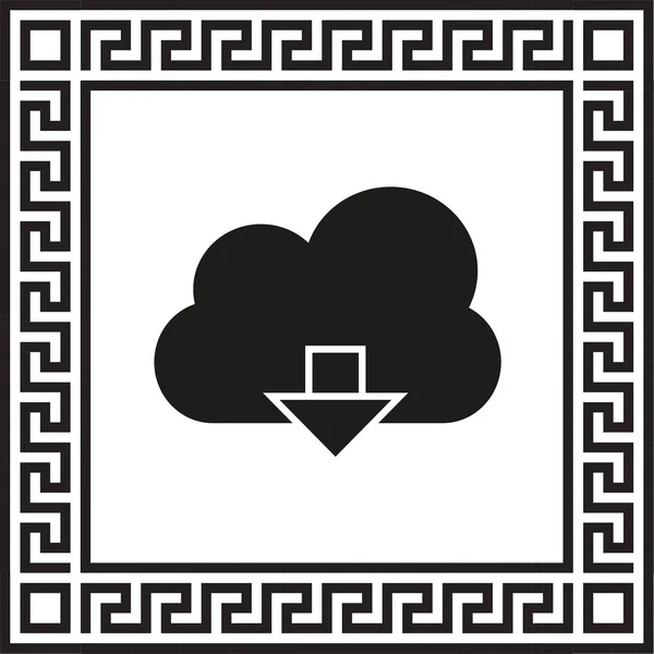 Upload Ícone Vetor Nuvem Emoldurado Com Ornamento Grego Eps — Vetor de Stock