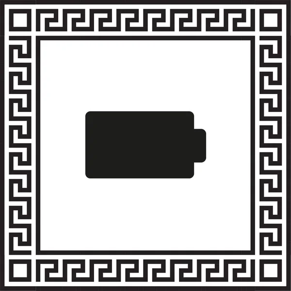 Ícone Vetor Bateria Emoldurado Com Ornamento Grego Eps — Vetor de Stock
