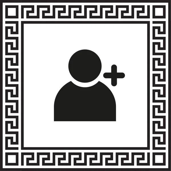 Ícone Vetor Adicionar Pessoas Emolduradas Com Ornamento Grego Eps — Vetor de Stock
