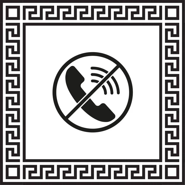 Vector Pictogram Geen Telefoon Omlijst Met Griekse Eps Sieraad — Stockvector