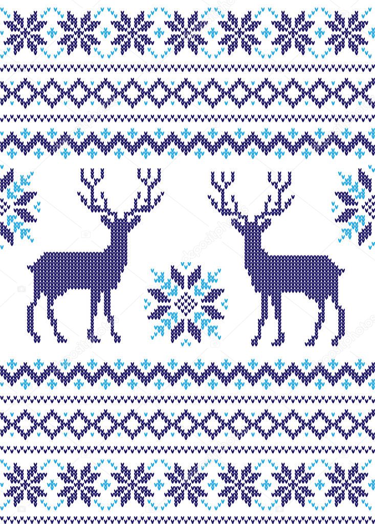 Knitted Christmas and New Year pattern on a transparent background