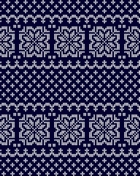 Modèle de Noël et Nouvel An tricoté, fond nordique — Image vectorielle