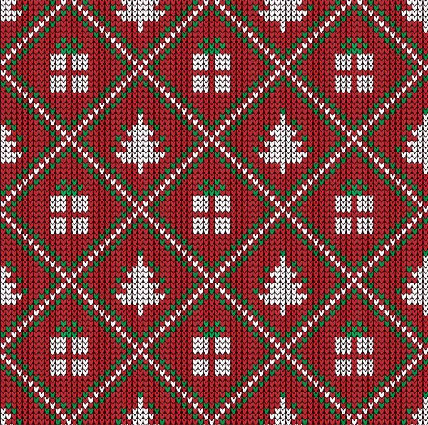 Gestricktes Weihnachts- und Neujahrsmuster, norwegischer Hintergrund — Stockvektor