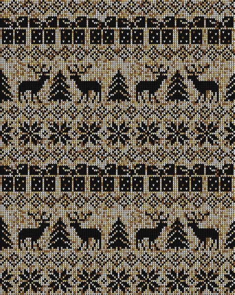 Knitted Christmas and New Year pattern, norwegian background — 图库矢量图片