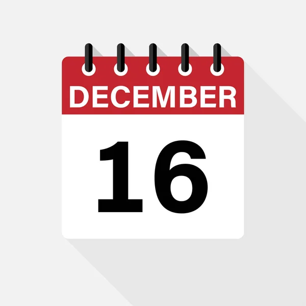 Diciembre - Icono del calendario. Icono del calendario con sombra. Estilo plano. Fecha, día y mes . — Vector de stock