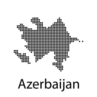 Azerbaycan 'ın pikselli haritası. Azerbaycan 'ın noktalı haritası beyaz arka planda izole edildi. Azerbaycan harita sayfası sembolü Web site tasarım haritası logosu, uygulama, ui, Seyahat vektörü eps10