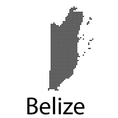 Belize 'nin stilize edilmiş vektör haritası eğilim rengi mavi ve nane.