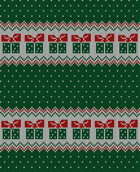 Stickad jul och nyårsmönster, norsk bakgrund — Stock vektor