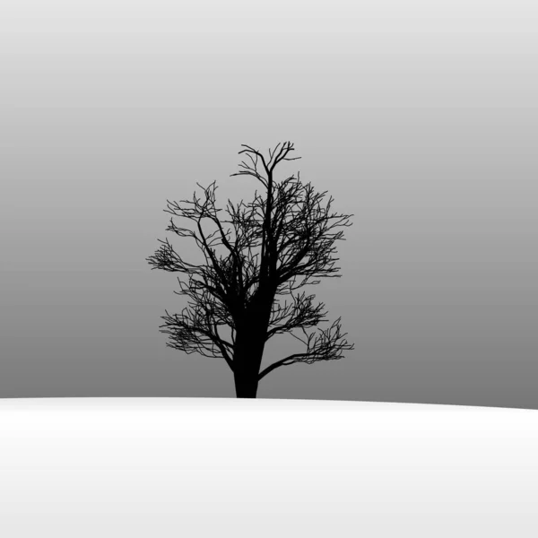 Árboles de paisaje de invierno en el fondo de nieve — Vector de stock