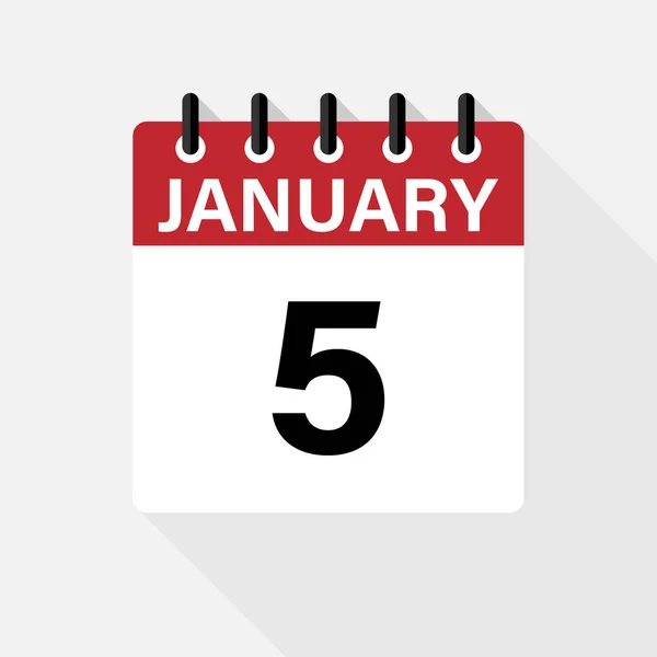 Enero - Icono del calendario. Icono del calendario con sombra. Estilo plano. Fecha, día y mes . — Vector de stock
