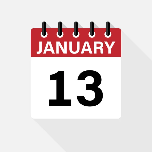 Enero - Icono del calendario. Icono del calendario con sombra. Estilo plano. Fecha, día y mes . — Archivo Imágenes Vectoriales