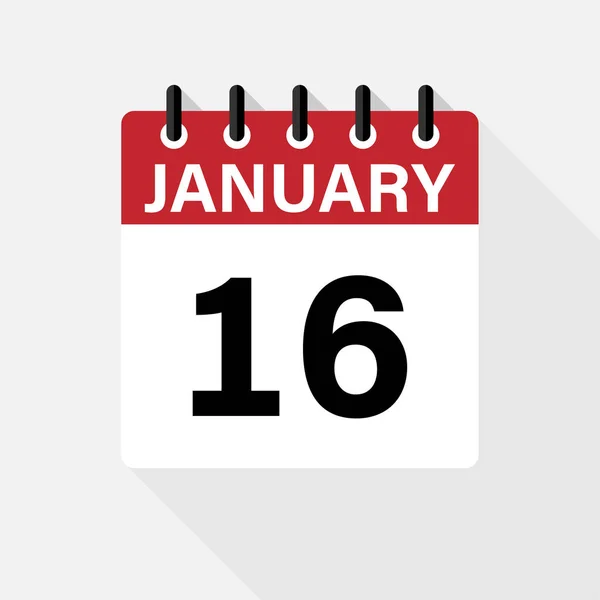 January - Calendar Icon. Calendar Icon with shadow. Flat style. Date, day and month. — 스톡 벡터