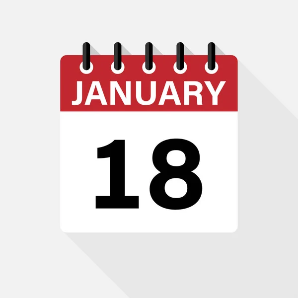 January - Calendar Icon. Calendar Icon with shadow. Flat style. Date, day and month. — 스톡 벡터