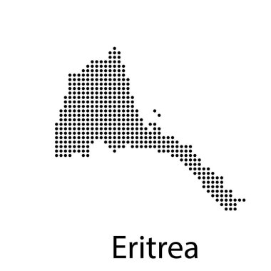 Eritre vektör haritası silueti, beyaz arkaplanda izole edilmiş yüksek detaylı illüstrasyon. Batı Afrika ülkesi. Eritre haritası silueti.