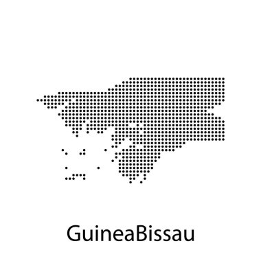 Gine-Bissau vektör haritası siluetbeyaz arka plan üzerinde izole. Yüksek detaylı illüstrasyon. Batı Afrika ülkesi.