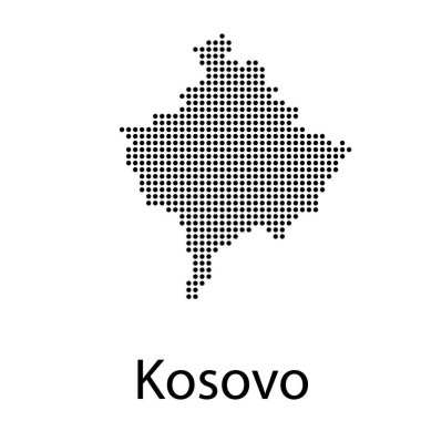 Kosova vektör haritası silueti, beyaz arka plan üzerine izole edilmiş yüksek detaylı illüstrasyon. Sırbistan'ın bir parçası. Balkan toprakları. Eski Yugoslavya Eyaleti.
