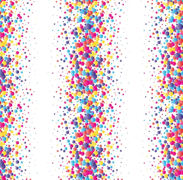 Grappige kleurrijke naadloze patroon met Confetti. Vector decoratieve carnaval achtergrond. Vakantie getextureerde Bg. — Stockvector