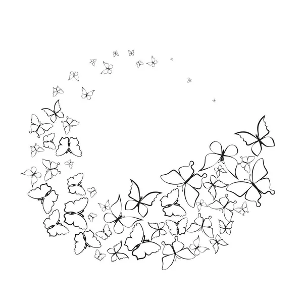 Silhouette Beautiful Butterflies Isolated White Eps — стоковый вектор