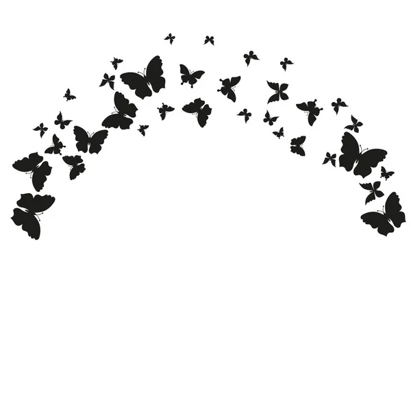 Silhouette Wunderschöne Schmetterlinge Isoliert Auf Weißem Grund — Stockvektor