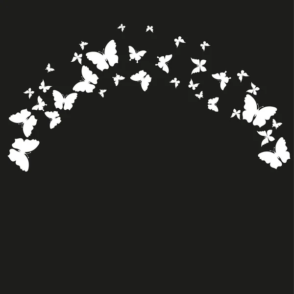 Silueta Hermosas Mariposas Aisladas Eps Blanco — Archivo Imágenes Vectoriales