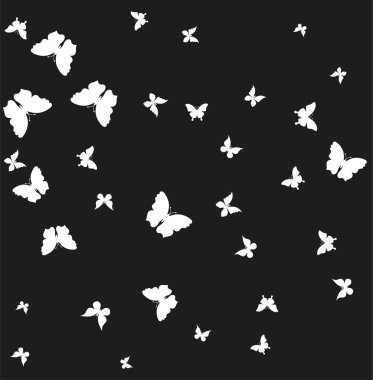 Siluet, güzel kelebekler, beyaz bir çıkıntıda izole edilmiş.