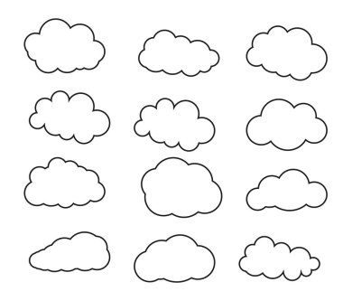 Bulut koleksiyonunun vektör illüstrasyonu