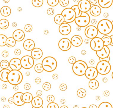 Duygusuz, kusursuz bir model. Duygular çizgi film emojisi arkaplanı.