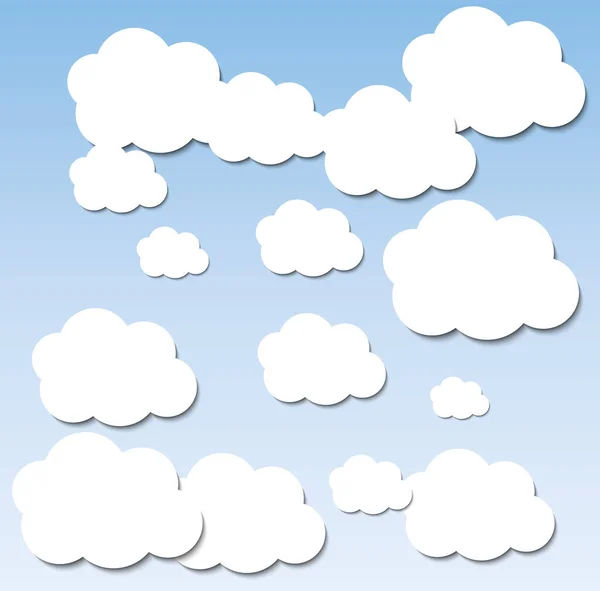 Vektor Abstrakten Hintergrund Aus Weißen Papierwolken Über Blau — Stockvektor