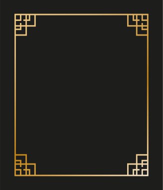 Klasik doğrusal ince çizgi geometrik şekil Art deco retro tasarım çerçeve rozeti. eps