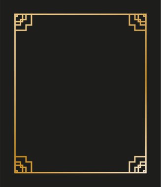 Klasik doğrusal ince çizgi geometrik şekil Art deco retro tasarım çerçeve rozeti. eps