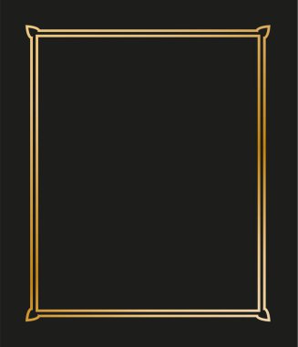 Klasik doğrusal ince çizgi geometrik şekil Art deco retro tasarım çerçeve rozeti. eps