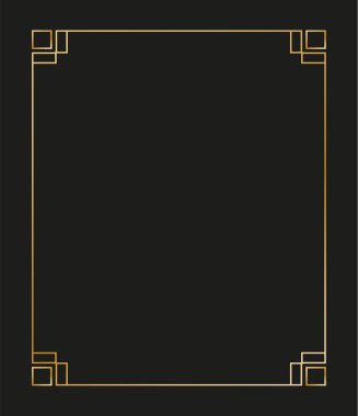 Klasik doğrusal ince çizgi geometrik şekil Art deco retro tasarım çerçeve rozeti. eps