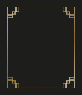 Klasik doğrusal ince çizgi geometrik şekil Art deco retro tasarım çerçeve rozeti. eps
