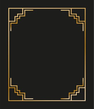 Klasik doğrusal ince çizgi geometrik şekil Art deco retro tasarım çerçeve rozeti. eps