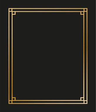 Klasik doğrusal ince çizgi geometrik şekil Art deco retro tasarım çerçeve rozeti. eps
