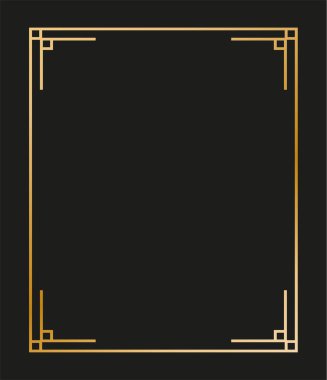Klasik doğrusal ince çizgi geometrik şekil Art deco retro tasarım çerçeve rozeti. eps