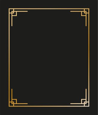 Klasik doğrusal ince çizgi geometrik şekil Art deco retro tasarım çerçeve rozeti. eps