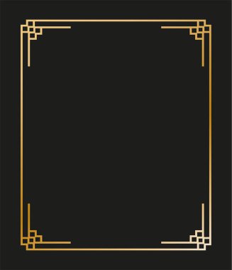 Klasik doğrusal ince çizgi geometrik şekil Art deco retro tasarım çerçeve rozeti. eps