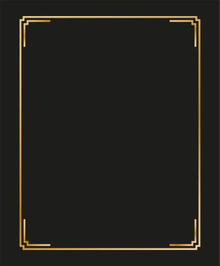 Klasik doğrusal ince çizgi geometrik şekil Art deco retro tasarım çerçeve rozeti. eps