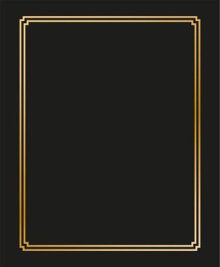 Klasik doğrusal ince çizgi geometrik şekil Art deco retro tasarım çerçeve rozeti. eps