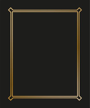 Klasik doğrusal ince çizgi geometrik şekil Art deco retro tasarım çerçeve rozeti. eps