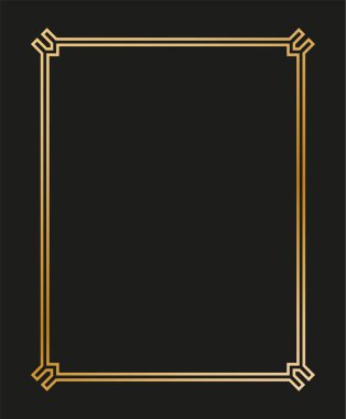 Klasik doğrusal ince çizgi geometrik şekil Art deco retro tasarım çerçeve rozeti. eps