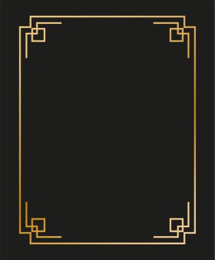 Klasik doğrusal ince çizgi geometrik şekil Art deco retro tasarım çerçeve rozeti. eps