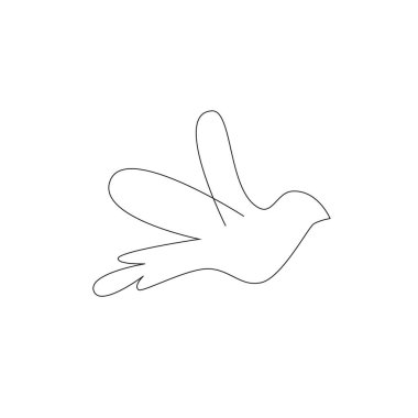 Bir çizgi güvercin sinekleri siluet tasarlar. El çizimi minimalizm stili vektör çizimi