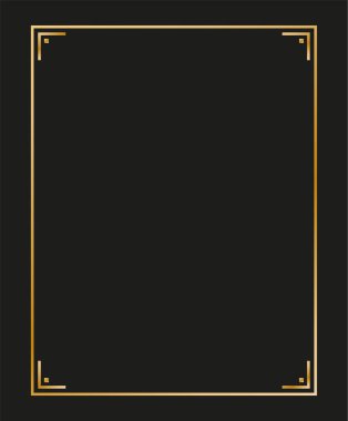 Klasik doğrusal ince çizgi geometrik şekil Art deco retro tasarım çerçeve rozeti. eps