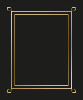 Klasik doğrusal ince çizgi geometrik şekil Art deco retro tasarım çerçeve rozeti. eps